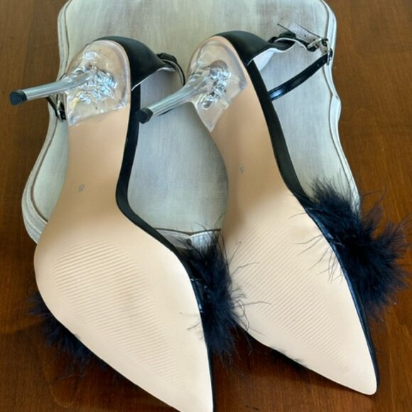 Eriken Urben WOMEN'S STRAPPY BLACK HEELS WITH FEATHERS Size 8 - Picture 15 of 15